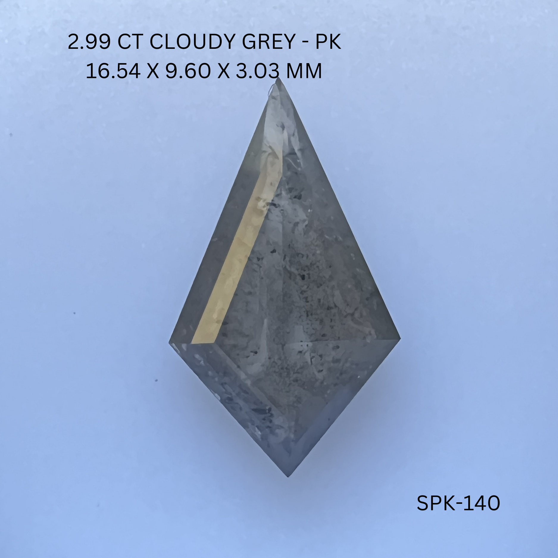 2.99CT Cloudy Grey Kite Natural Salt and Pepper Diamond 16.54*9.6*3.03MM
