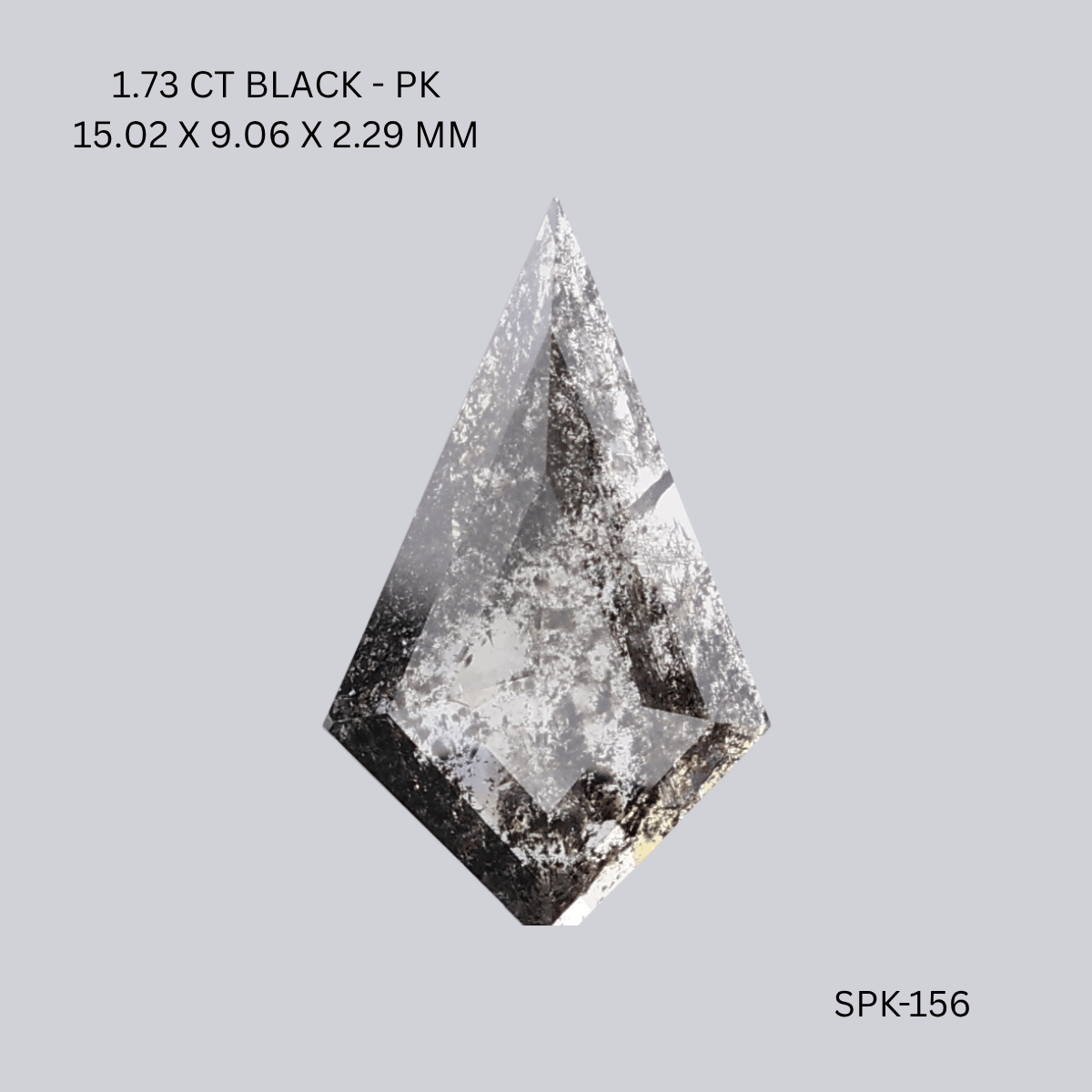 1.73 CT BLACK PK KITE diamond Salt & Pepper