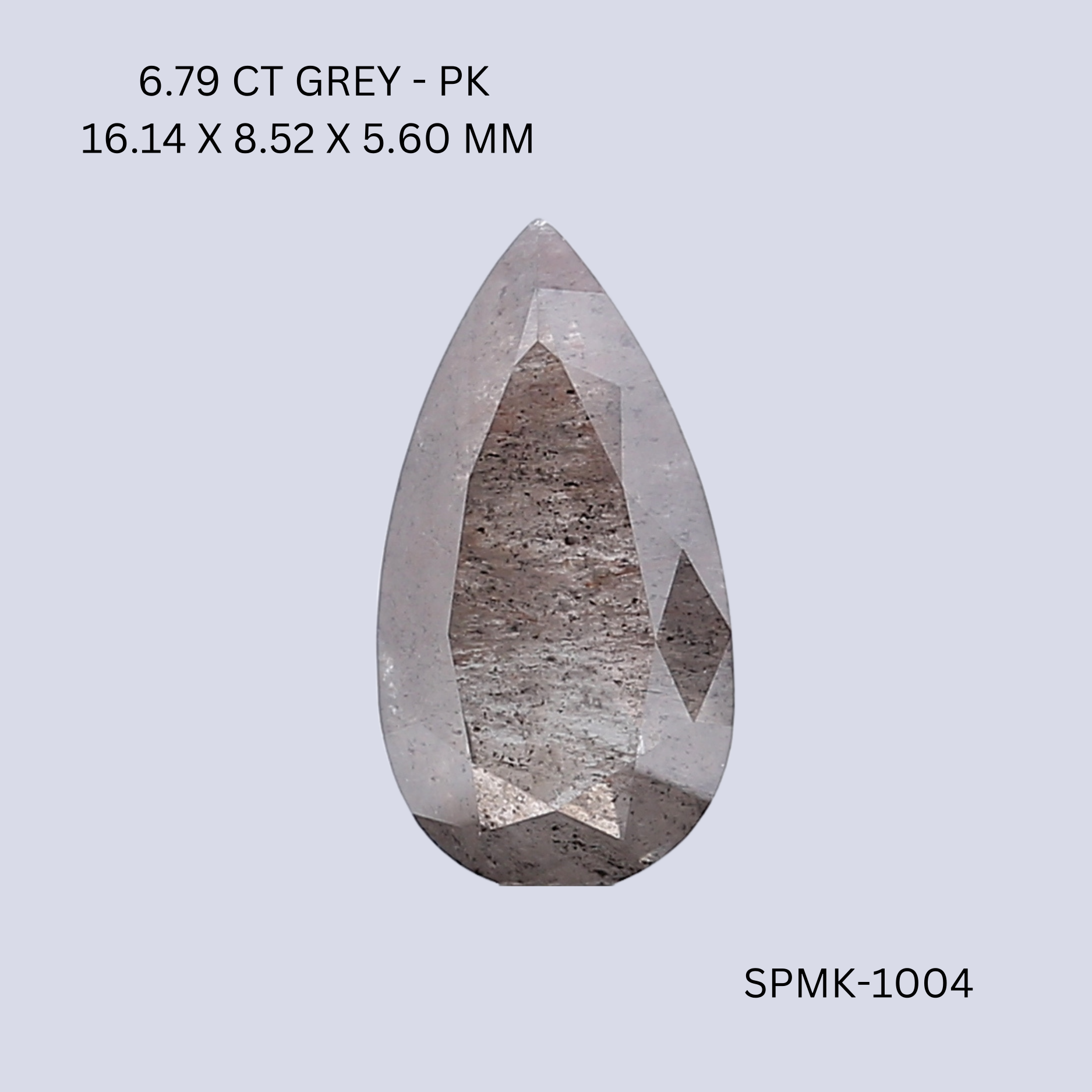 6.79 CT GREY PK PEAR diamond Fancy Shape