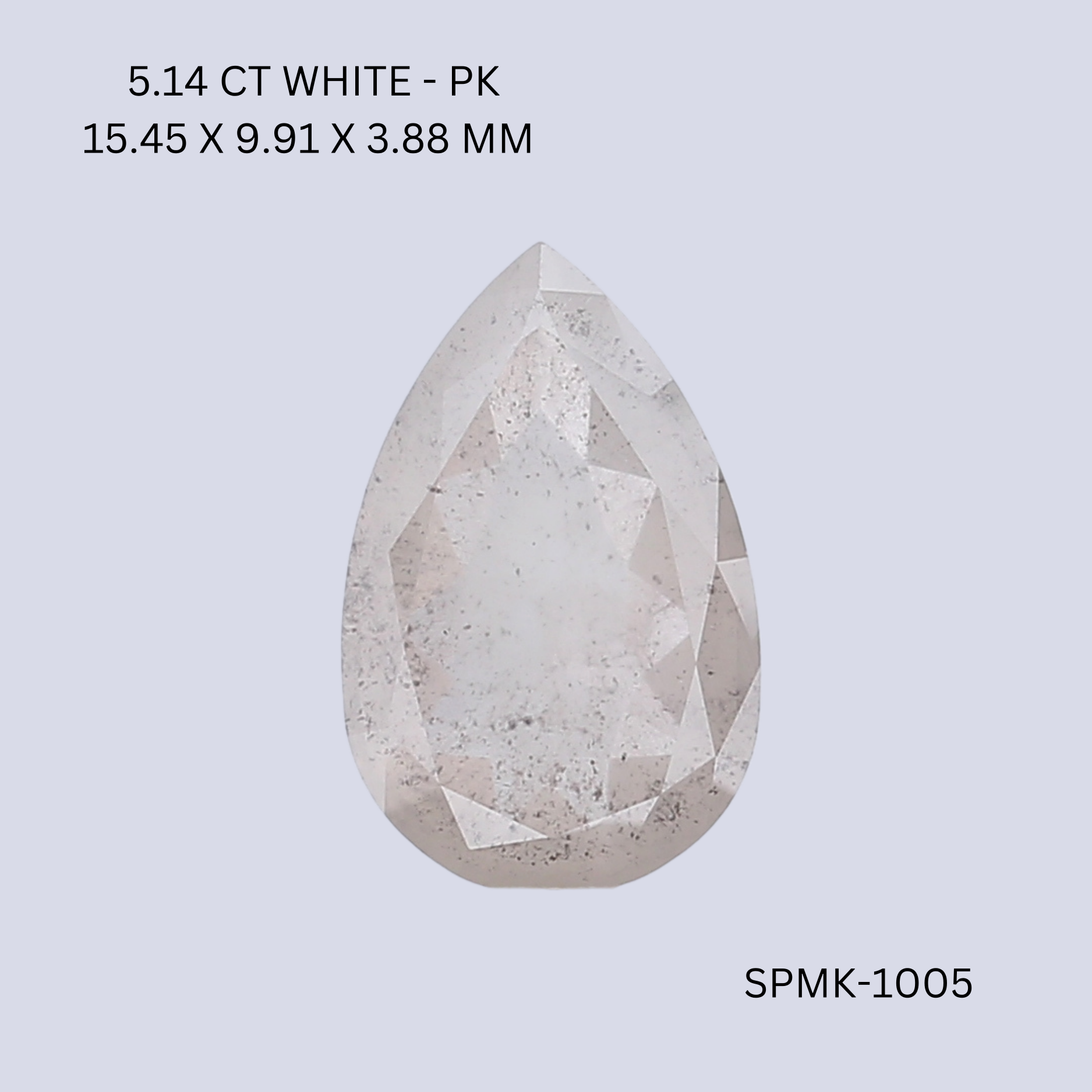 5.14 CT WHITE PK PEAR diamond Fancy Shape