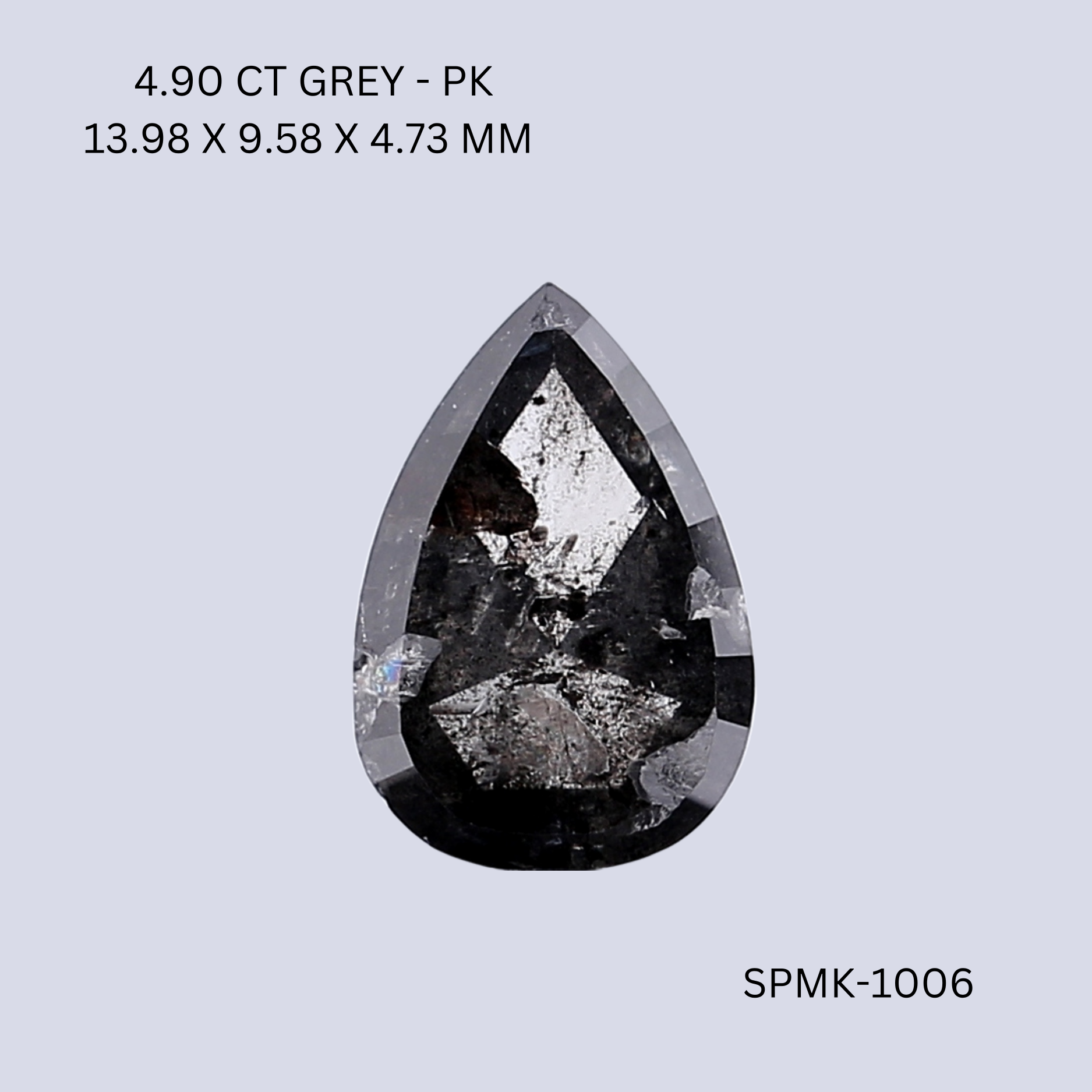 4.90 CT GREY PK PEAR diamond Fancy Shape