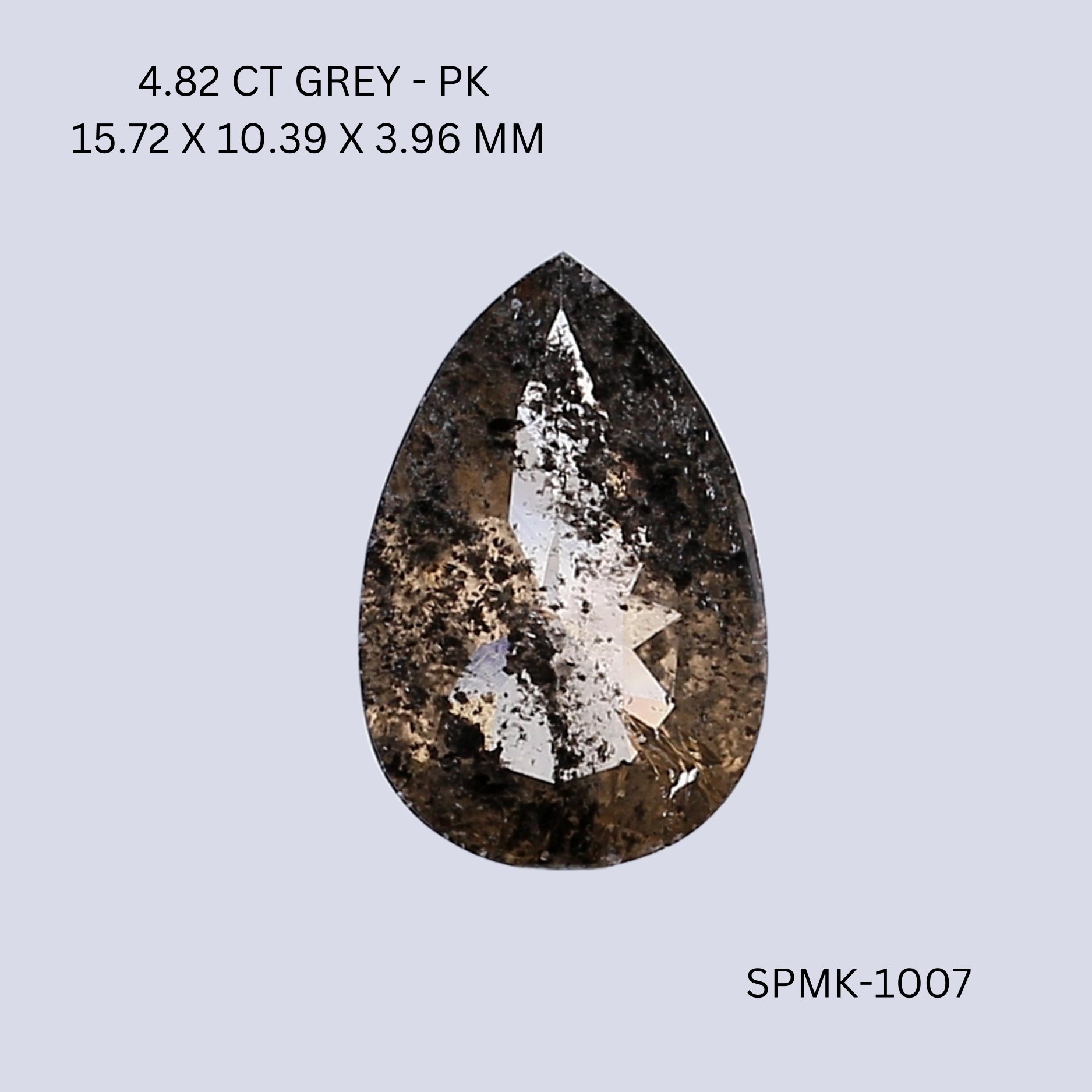 4.82 CT GREY PK PEAR diamond Fancy Shape