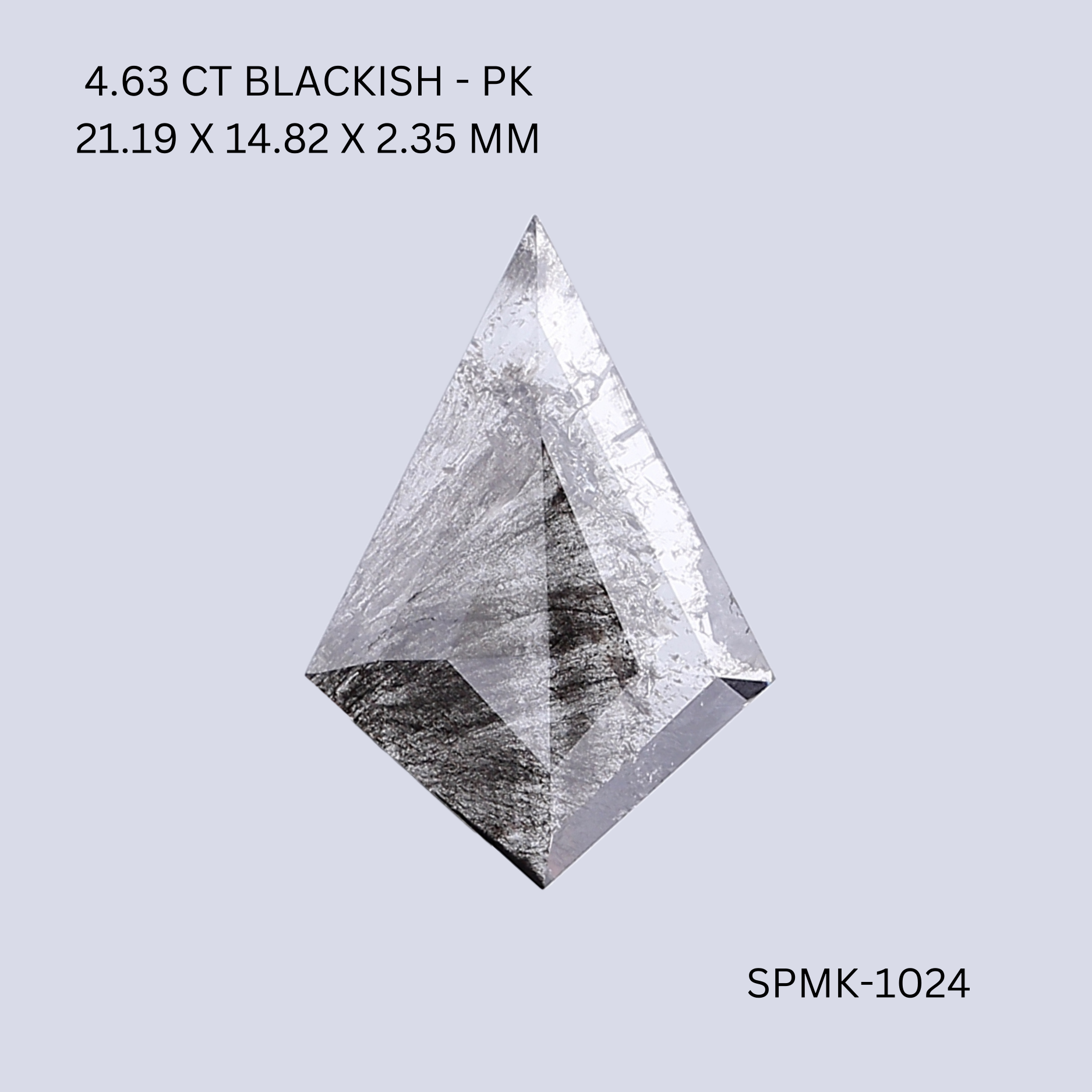 4.63 CT BLACKISH PK KITE diamond Fancy Shape