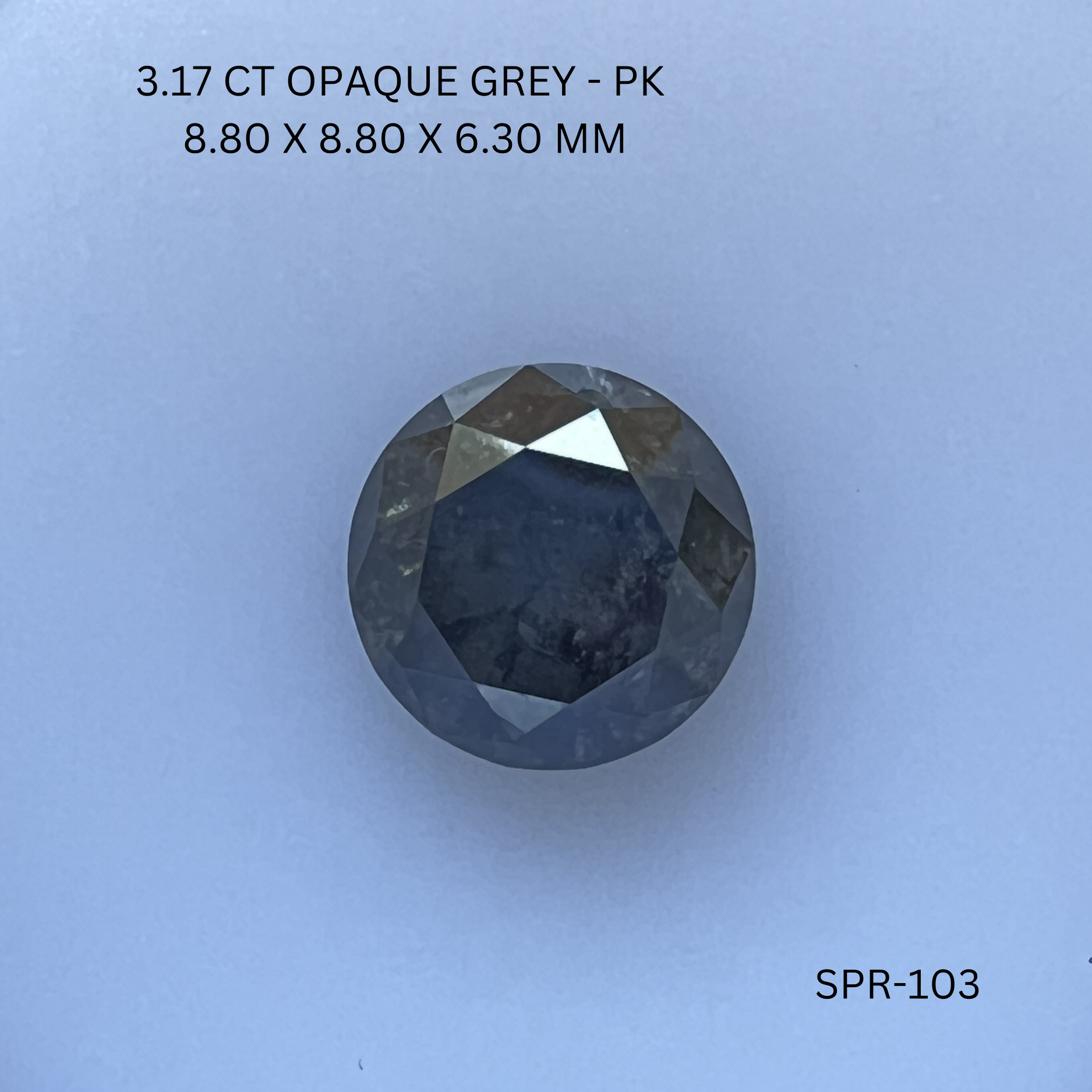 3.17CT Opaque Grey Round Natural Salt and Pepper Diamond 8.8*8.8*6.3MM