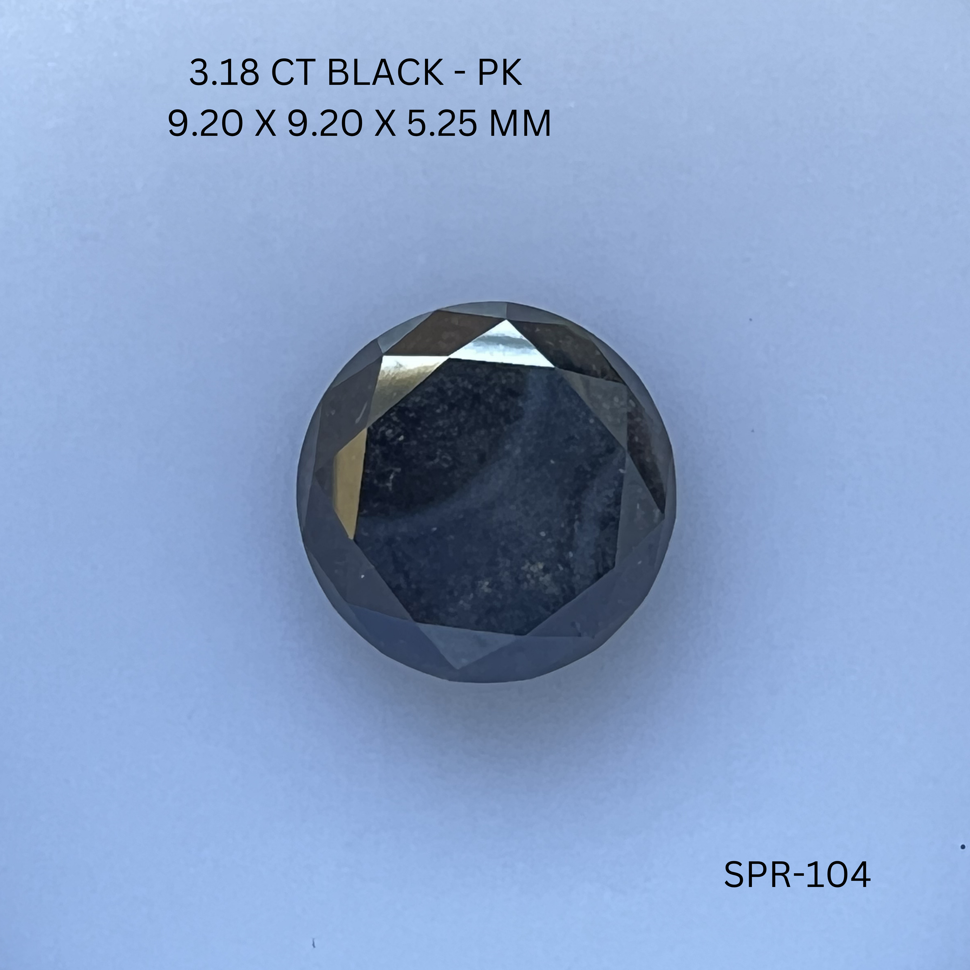 3.18CT Black Round Natural Salt and Pepper Diamond 9.2*9.2*5.25MM