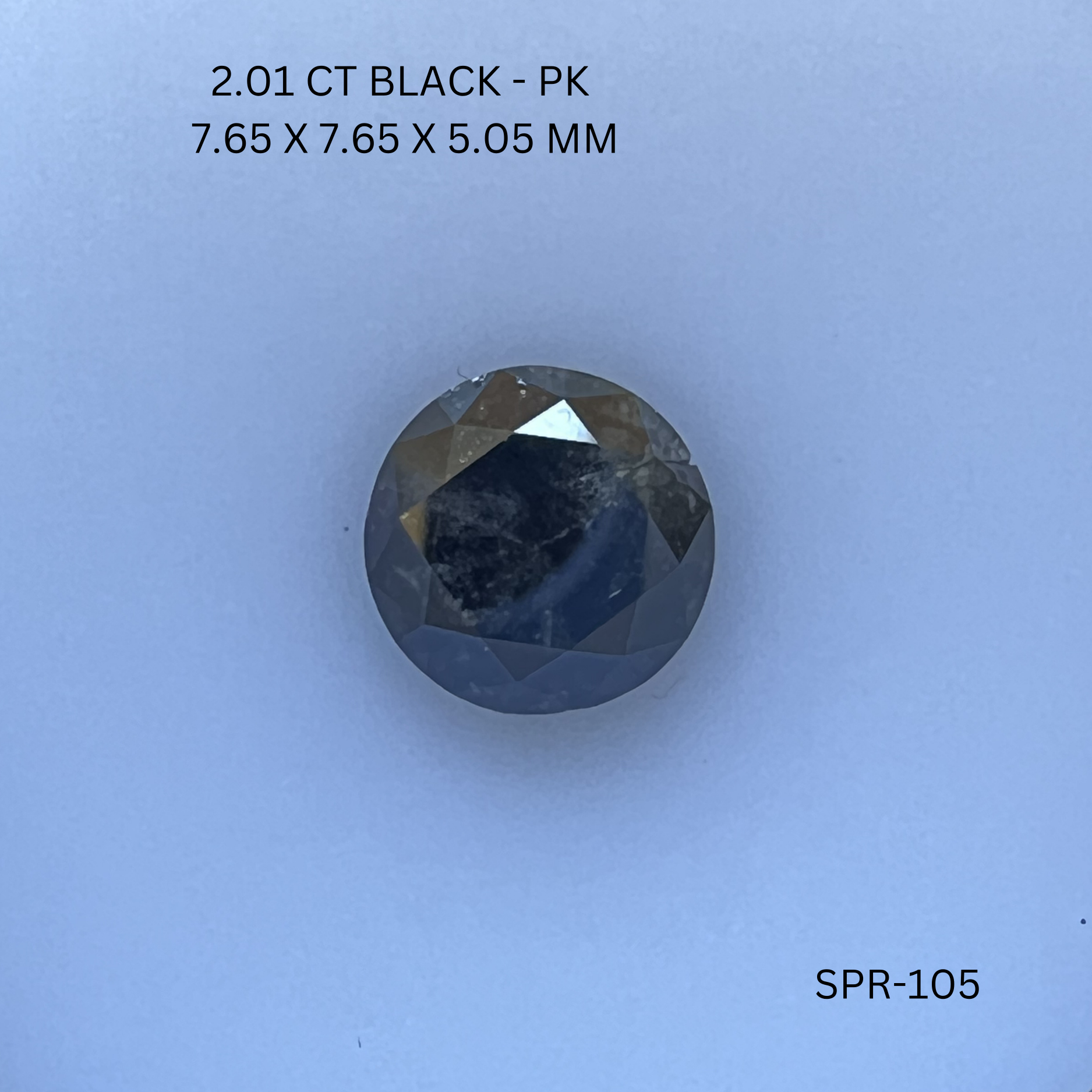 2.01CT Black Round Natural Salt and Pepper Diamond 7.65*7.65*5.05MM