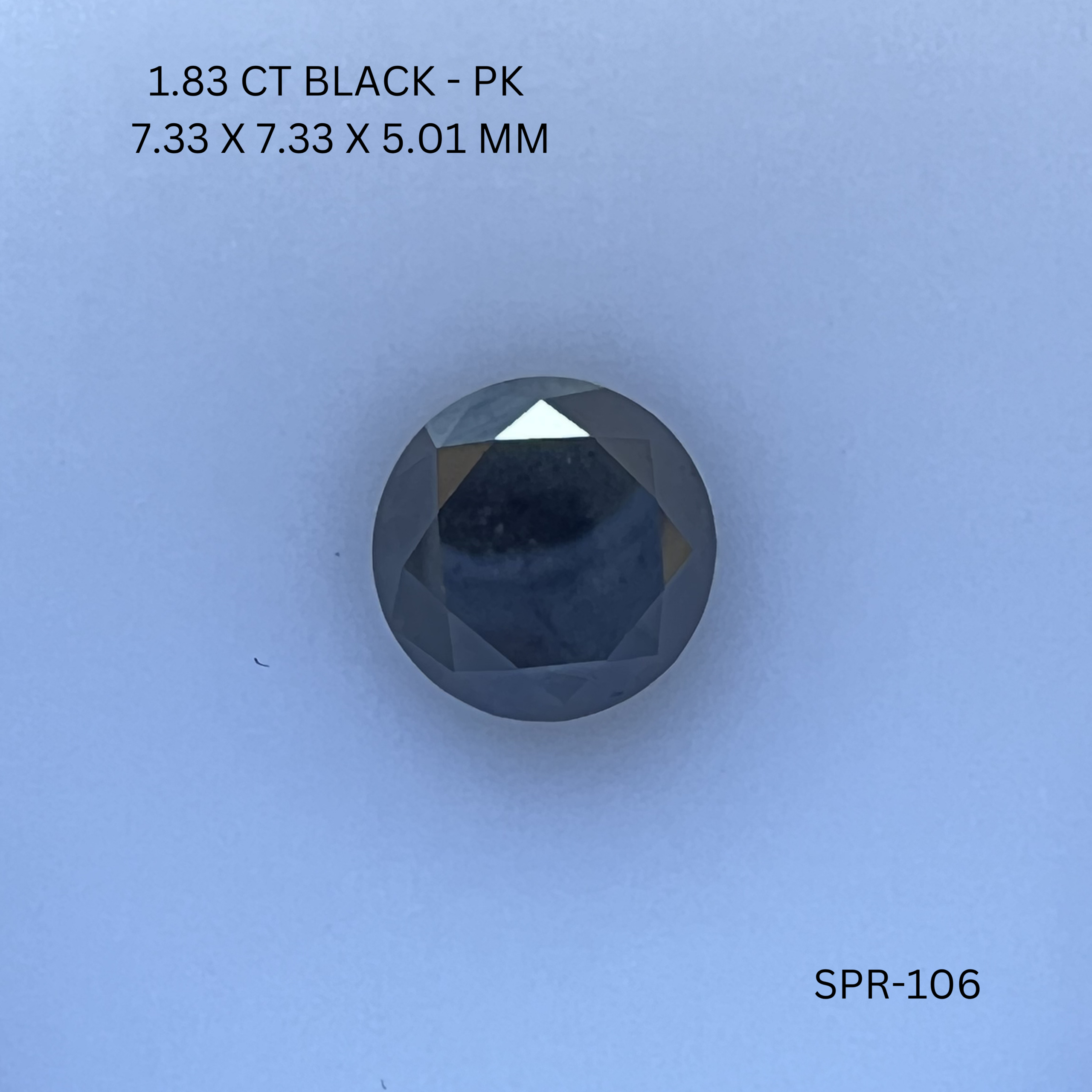 1.83CT Black Round Natural Salt and Pepper Diamond 7.33*7.33*5.01MM