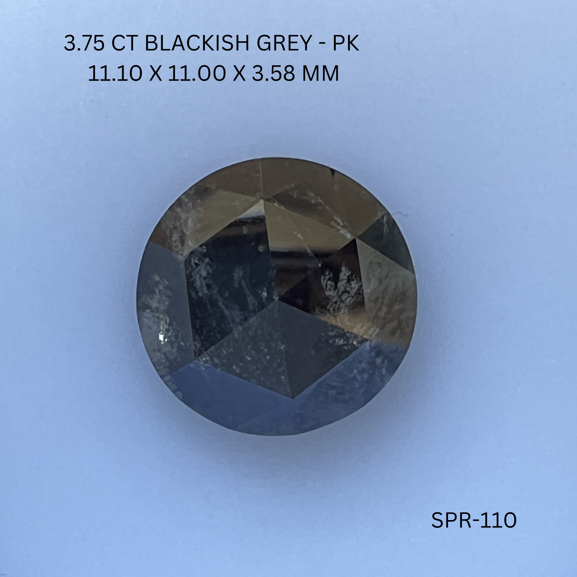 3.75CT Blackish Grey Round Rose Natural Salt and Pepper Diamond 11.1*11*3.58MM