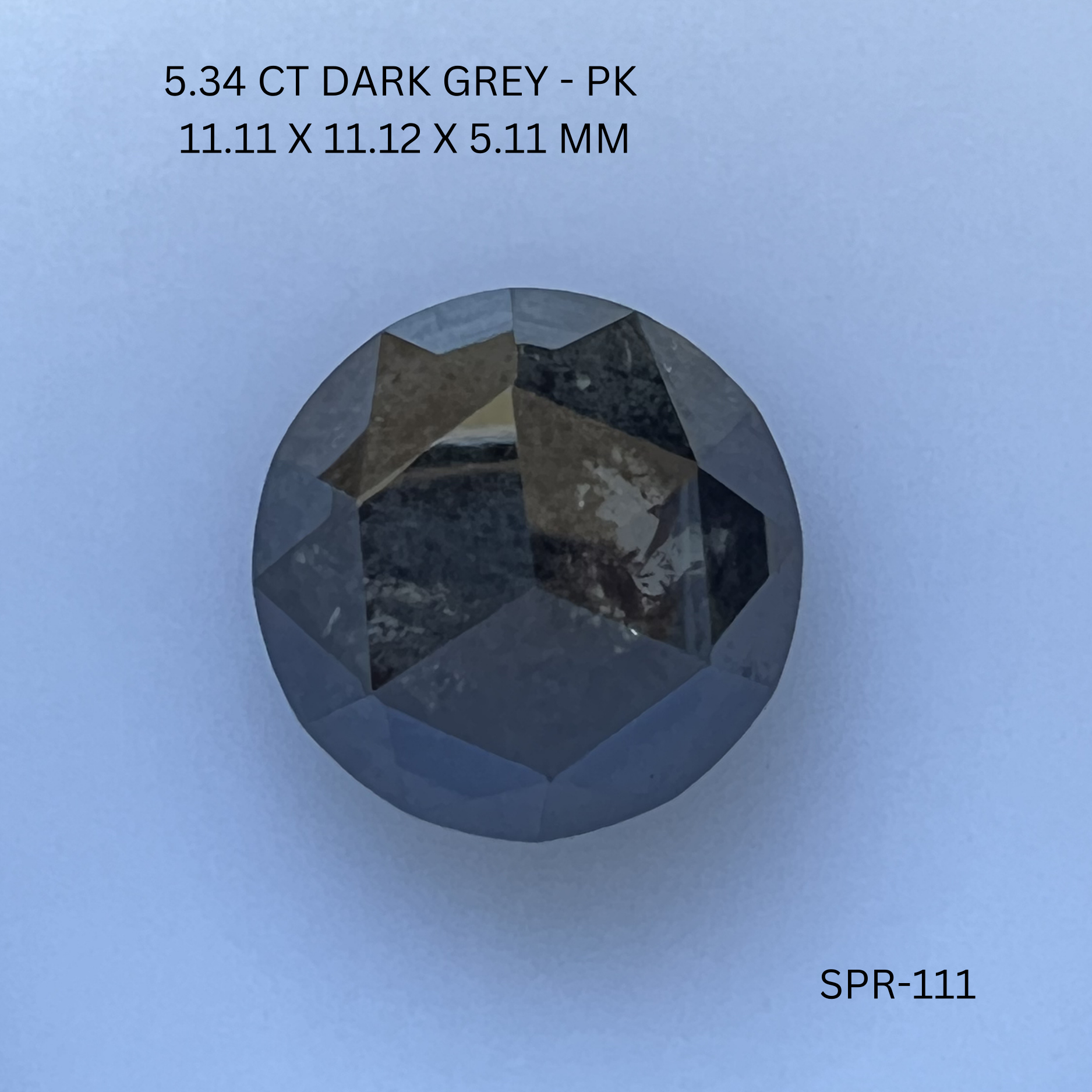 5.34CT Dark Grey Round Natural Salt & Pepper Diamond 11.11*11.12*5.11MM