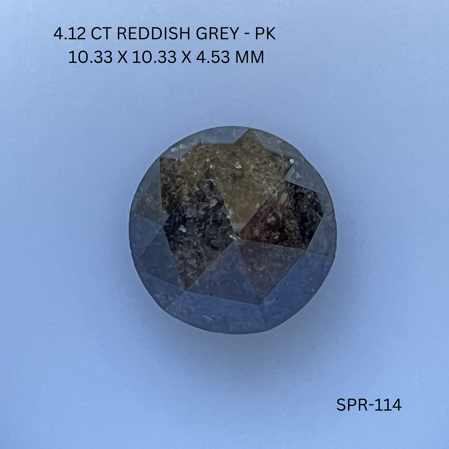 4.12CT Reddish Grey Round Rose Natural Salt and Pepper Diamond 10.33*10.33*4.53MM