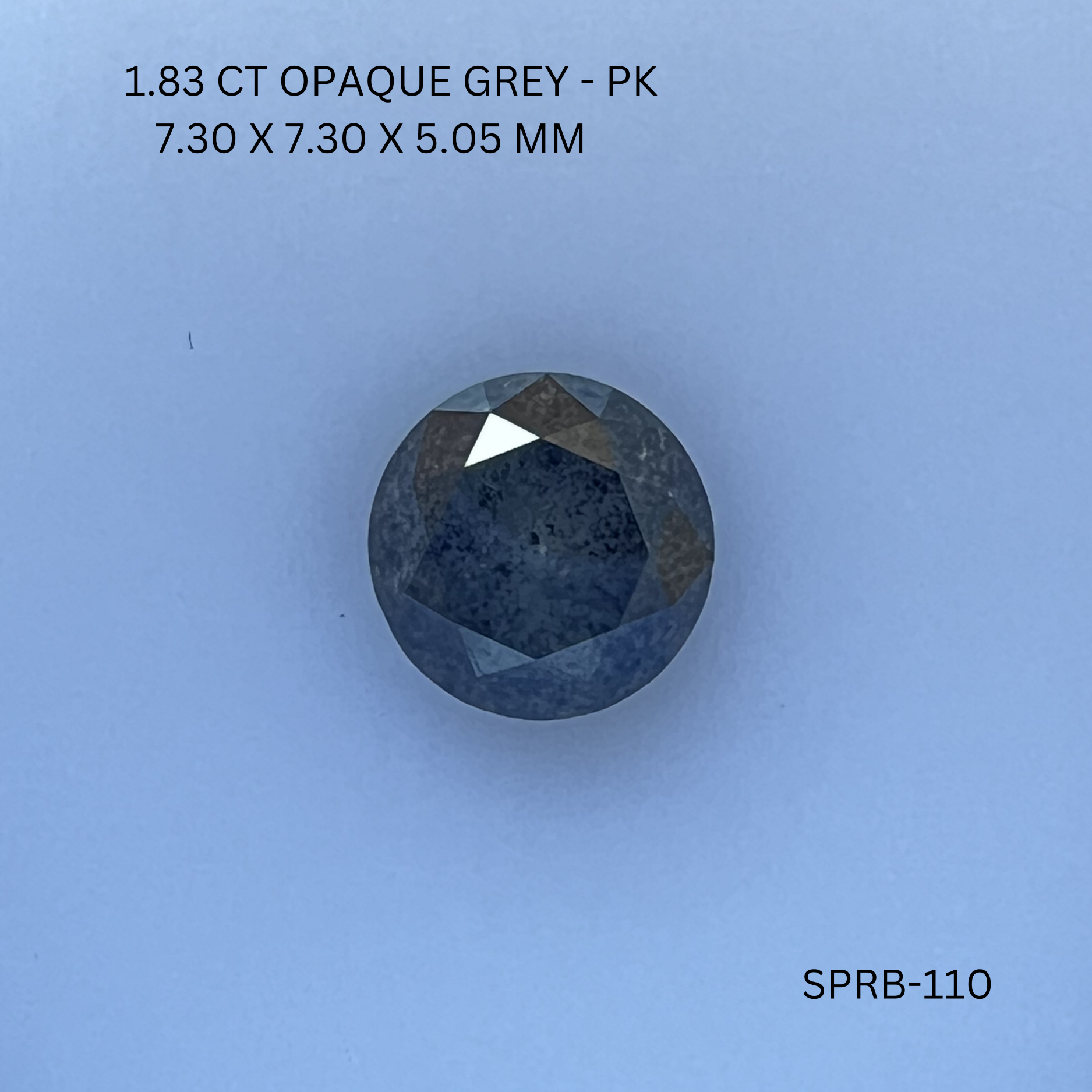 1.83CT Opaque Grey Round Natural Salt and Pepper Diamond 7.3*7.3*5.05MM