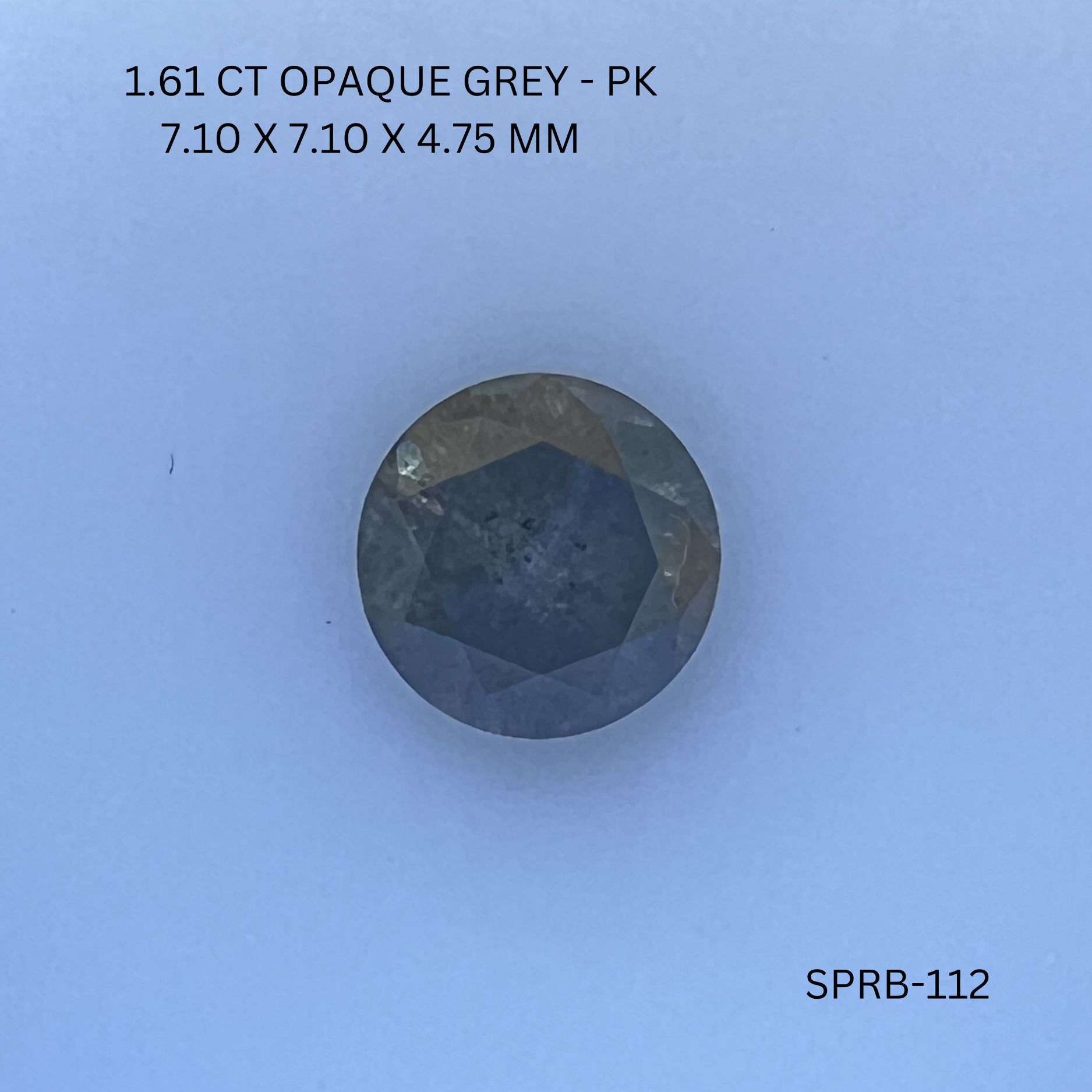 1.61CT Opaque Grey Round Natural Salt and Pepper Diamond 7.1*7.1*4.75MM