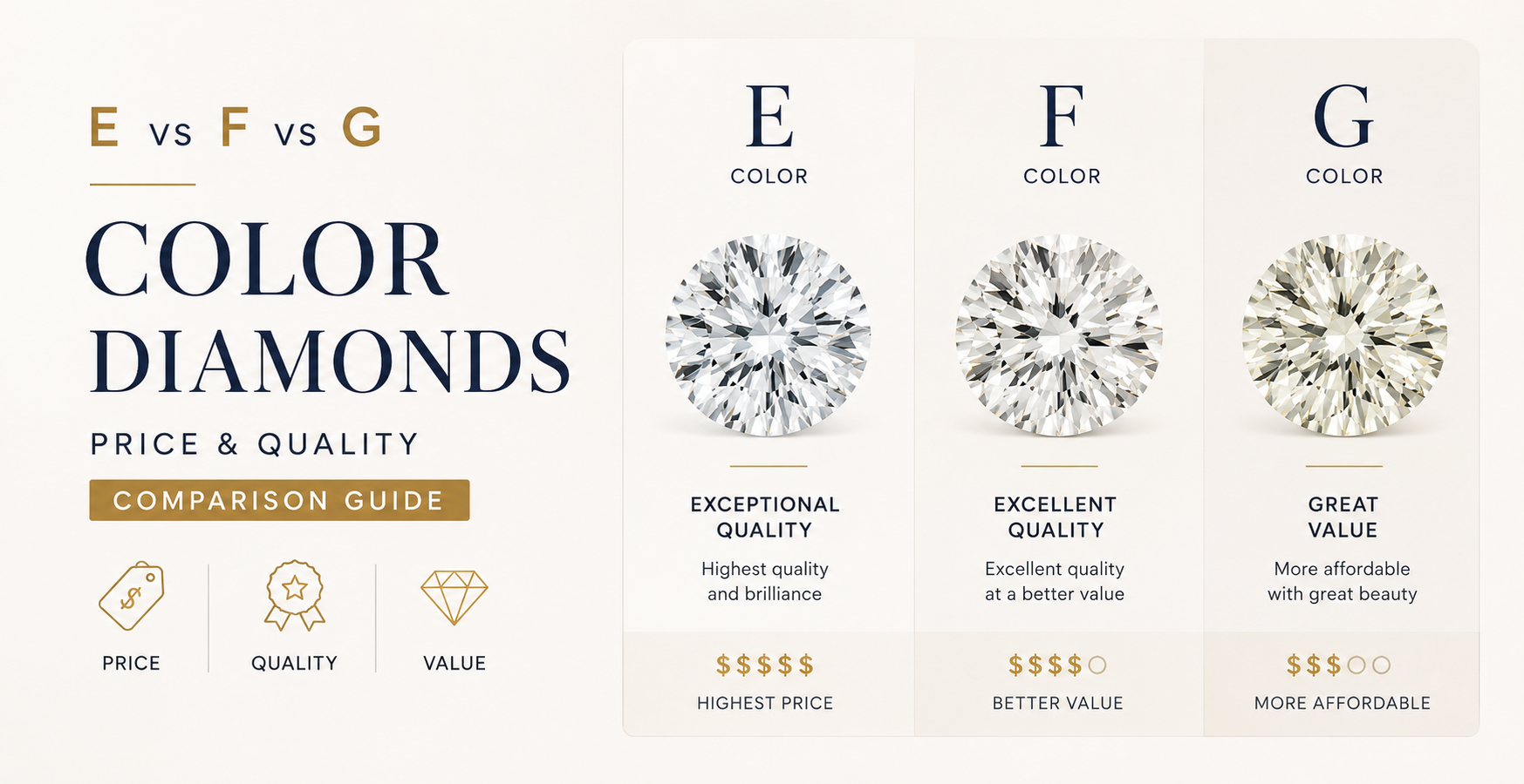 E vs F vs G Color Diamond